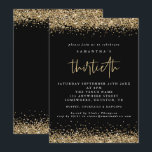 Invitation Elégante Parties scintillant Or Trentième Partie N<br><div class="desc">Elégante Parties scintillant d'or 30Party Black Invitation. Les bordures de confettis en faux parties scintillant doré sont en haut et en bas et aussi à l'arrière. Le trentième est aménagé dans un style d'écriture moderne. Personnalisez facilement le reste du texte à vous.</div>