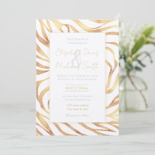 Invitation Elégante Parties scintillant or Zebra Poster de an (Debout devant)