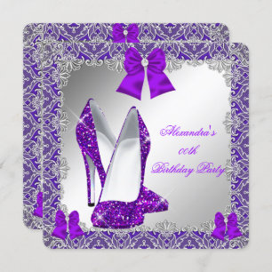 Invitation Elégante Parties scintillant Purple Stiletto fête