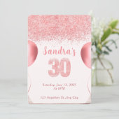 Invitation Elégante Parties scintillant rose 30e anniversaire (Debout devant)