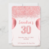 Invitation Elégante Parties scintillant rose 30e anniversaire (Devant)