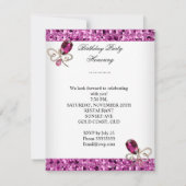 Invitation Élégante Parties scintillant rose chaud bijou fête (Dos)