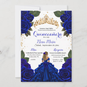 Invitation Elégante Parties scintillant Rose d'or Blue Quince