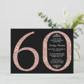 Invitation Élégante Parties scintillant Rose d'or Typographie (Debout devant)