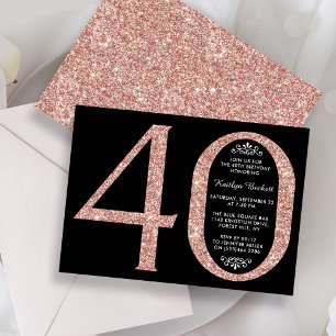 Invitation Élégante Parties scintillant Rose d'or Typographie
