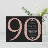 Invitation Élégante Parties scintillant Rose d'or Typographie (Debout devant)