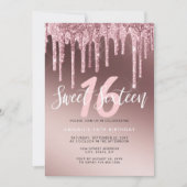 Invitation Élégante parties scintillant rose en or goutte swe (Devant)