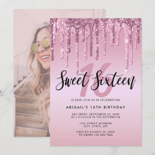 Invitation Élégante parties scintillant rose en or goutte swe