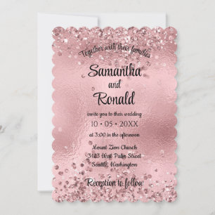 Invitation Elégante Parties scintillant rose Faux et Mariage