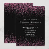 Invitation Élégante Parties scintillant rose Glam 98e anniver (Devant / Derrière)