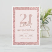 Invitation Élégante Parties scintillant Rose Gold 21e anniver (Debout devant)