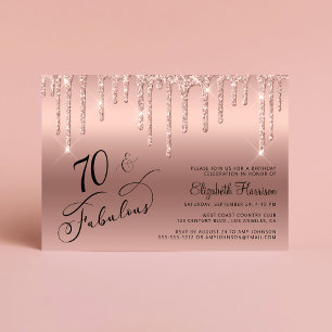 Invitation Elégante Parties scintillant Rose Gold 70e fête d'