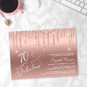 Invitation Elégante Parties scintillant Rose Gold 70e fête d'