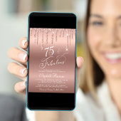 Invitation Elégante Parties scintillant Rose Gold 75e fête d'