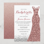 Invitation Élégante Parties scintillant Rose Gold Robe Bachel (Devant / Derrière)