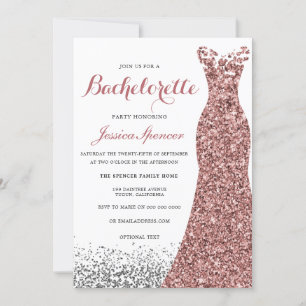 Invitation Élégante Parties scintillant Rose Gold Robe Bachel