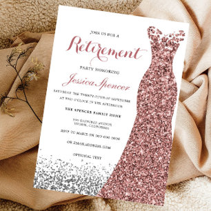 Invitation Élégante Parties scintillant Rose Gold Robe Parti 