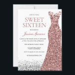 Invitation Élégante Parties scintillant Rose Gold Robe Sweet<br><div class="desc">Élégante Parties scintillant Rose Gold Robe Sweet 16 Variations Invitations à l'invitation et articles correspondants dans notre magasin</div>
