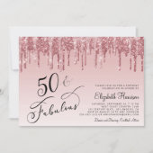 Invitation Elégante Parties scintillant Rose Gold Rose 50e fê (Devant)