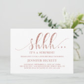 Invitation Elégante Parties scintillant Rose Gold Surprise fê (Debout devant)