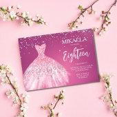 Invitation Elégante Parties scintillant rose Gown 18e anniver