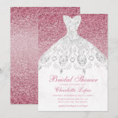 Invitation Élégante Parties scintillant rose Mariage Fête des (Devant / Derrière)