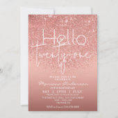 Invitation Elégante Parties scintillant Rose or 21e anniversa (Devant)