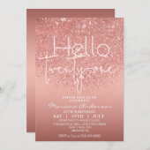 Invitation Elégante Parties scintillant Rose or 21e anniversa (Devant / Derrière)