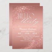 Invitation Elégante Parties scintillant Rose or 30e anniversa (Devant / Derrière)