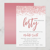 Invitation Elégante Parties scintillant Rose Or 40 Et Fabuleu (Devant / Derrière)