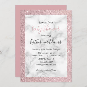 Invitation Elégante parties scintillant rose or baby shower e