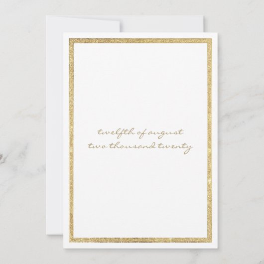 Invitation Elégante parties scintillant rose or blanc mariage (Dos)