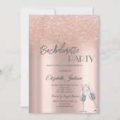 Invitation Élégante Parties scintillant Rose or Bokeh Bachelo (Devant)