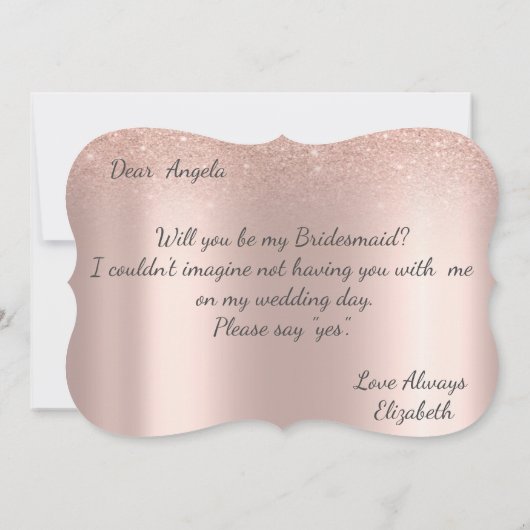 Invitation Elégante Parties scintillant Rose or Bokeh Bridesm (Dos)