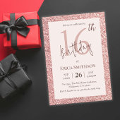 Invitation Elégante Parties scintillant Rose or moderne 16e a