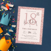 Invitation Elégante Parties scintillant Rose or moderne 18e a