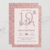 Invitation Elégante Parties scintillant Rose or moderne 19e a (Devant / Derrière)
