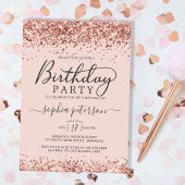 Invitation Elégante Parties scintillant Rose Or N'Importe Que