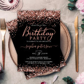 Invitation Elégante Parties scintillant Rose Or Noir N'import
