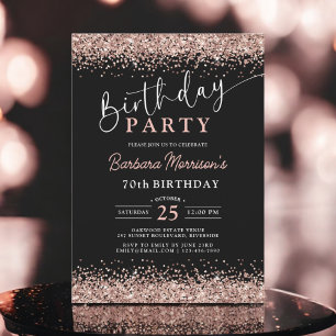 Invitation Elégante Parties scintillant Rose Or Noir N'import