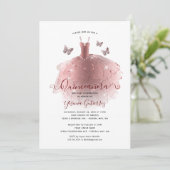 Invitation Elégante Parties scintillant Rose or Quinceañera R (Debout devant)