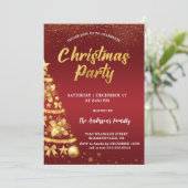 Invitation Élégante Parties scintillant rouge de Noël Arbre G (Debout devant)