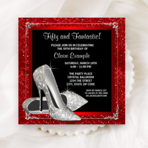Invitation Élégante Parties scintillant rouge haute talon fêt