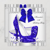 Invitation Elégante Parties scintillant Royal Blue Glamor Hig (Devant / Derrière)