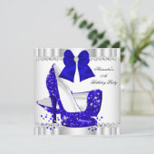 Invitation Elégante Parties scintillant Royal Blue Glamor Hig (Debout devant)