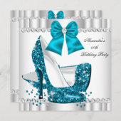 Invitation Elégante Parties scintillant Turquoise Blue Glamor (Devant / Derrière)