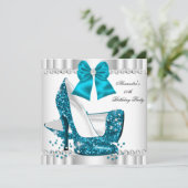 Invitation Elégante Parties scintillant Turquoise Blue Glamor (Debout devant)