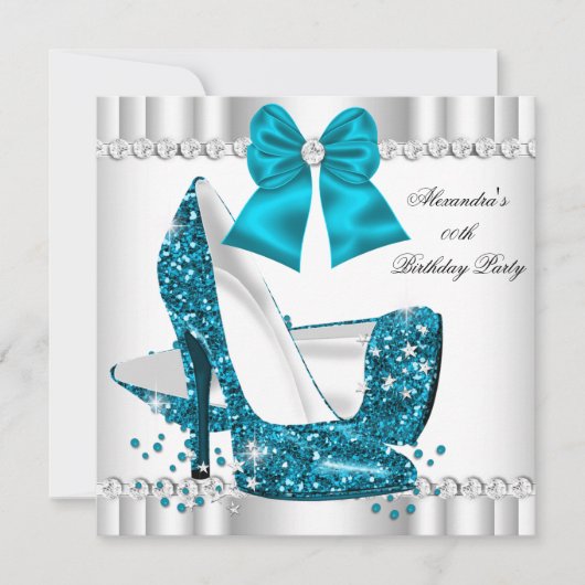 Invitation Elégante Parties scintillant Turquoise Blue Glamor (Devant)