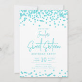 Invitation Elégante Parties scintillant Turquoise Confetti Sw (Devant)