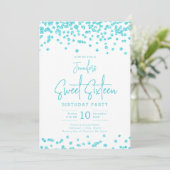 Invitation Elégante Parties scintillant Turquoise Confetti Sw (Debout devant)